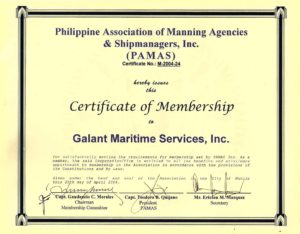 PAMAS - Certificate of Membership