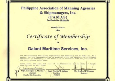 PAMAS - Certificate of Membership